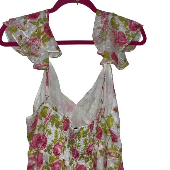 Betsey Johnson XXL Pepper Midi Dress Sonic White Floral Pink Roses NWT 2x new - Picture 8 of 10